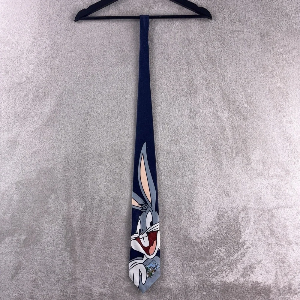 Vintage‎ Bugs Bunny Necktie Mens Navy Looney Tunes 1997 Stamp Collection